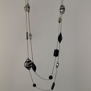 Silver and Black Long Necklace